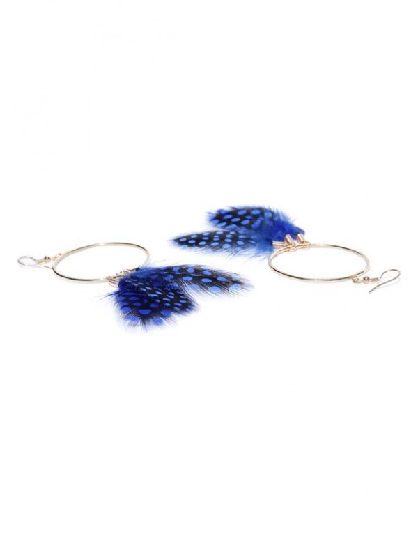 Jewels Galaxy Blue Gold-Plated Circular Drop Earrings  9854