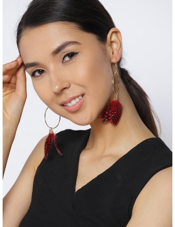Jewels Galaxy Red Gold-Plated Circular Drop Earrings  9856