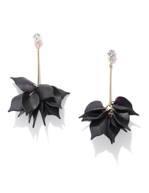 Jewels Galaxy Black Gold-Plated Handcrafted Contemporary Drop Earrings 9890