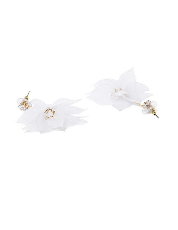 Jewels Galaxy White Gold-Plated Handcrafted Floral Drop Earrings 9891