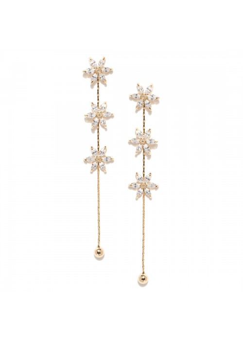 Jewels Galaxy Gold-Plated Handcrafted Floral Drop Earrings 9634