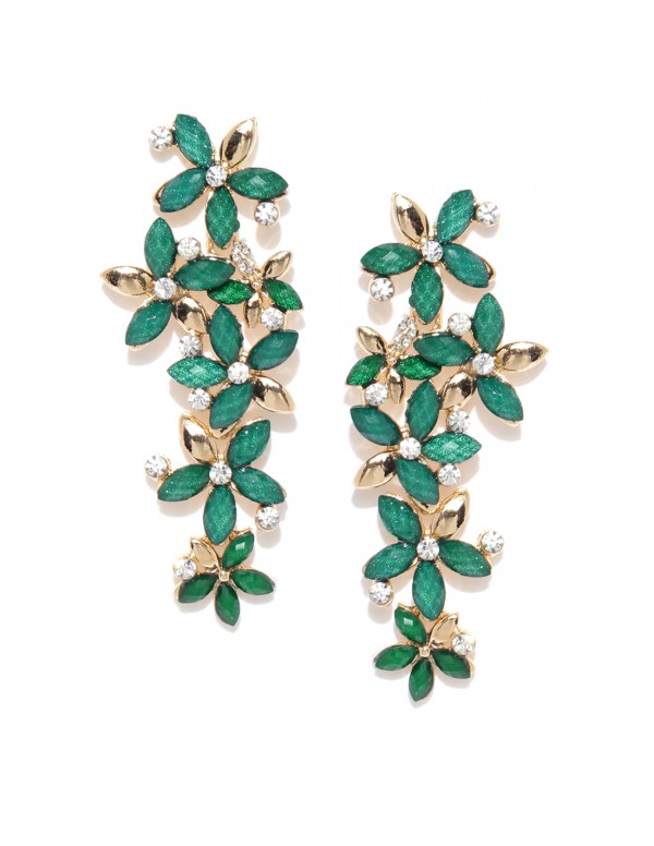 Jewels Galaxy Green Gold-Plated Handcrafted Floral...
