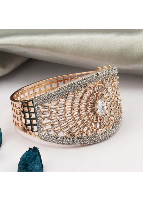 Rose Gold Toned- American Diamond Premium Designer Bracelet 63024