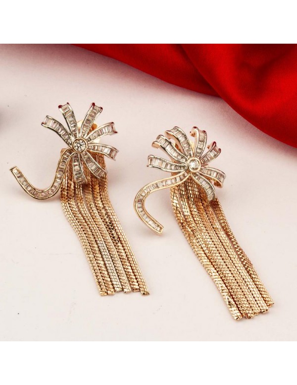 Gold Toned- American Diamond Premium Drop Earrings...