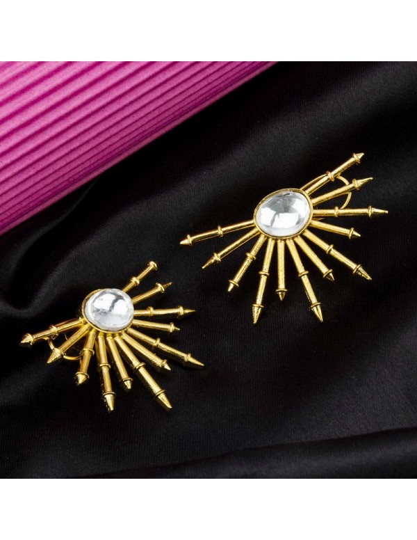 Gold Plated - Kundan-Studded Designer Drop Earring...