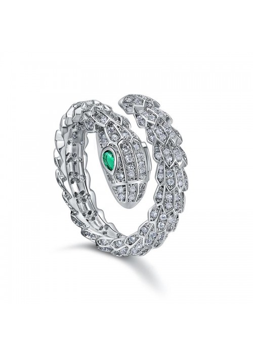 Designs By Jewels Galaxy American Diamond Rhodium Plated Snake inspired Premium Ring 65001