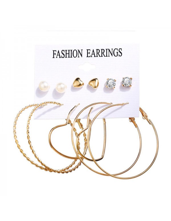 Jewels Galaxy Gold Plated Multi Studs and Hoop Earrings Set of 12