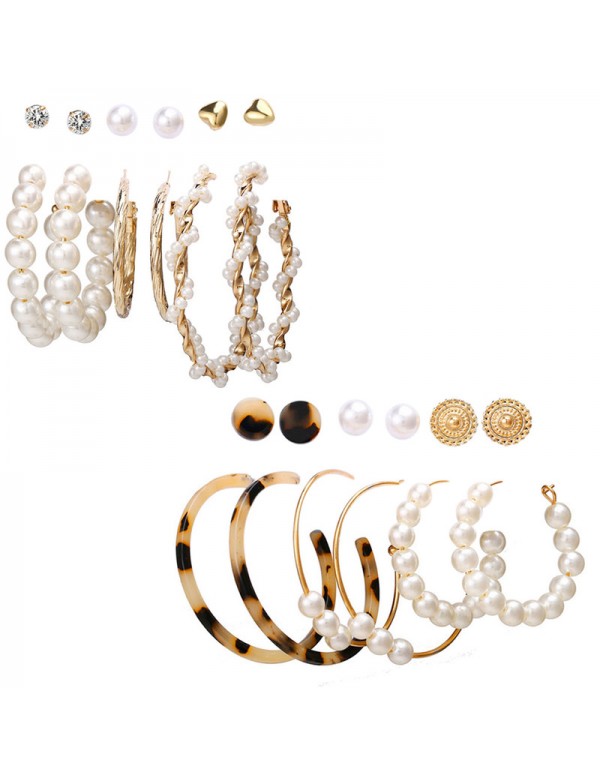 Jewels Galaxy Gold Plated Multi Studs and Hoop Earrings Set of 12