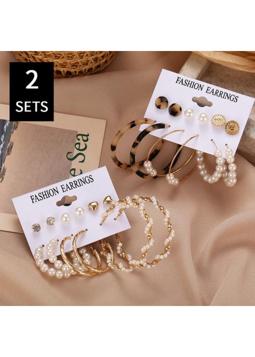 Jewels Galaxy Gold Plated Multi Studs and Hoop Earrings Set of 12