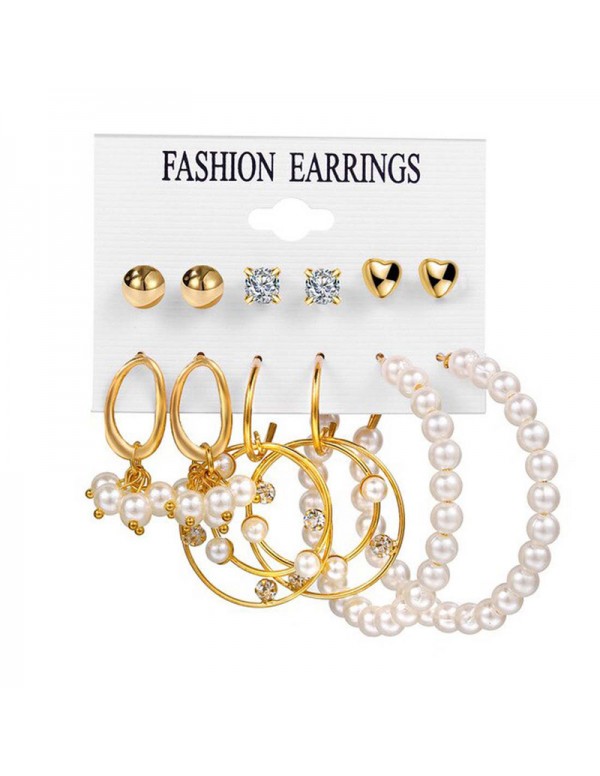 Jewels Galaxy Gold Plated Multi Studs and Hoop Earrings Set of 12