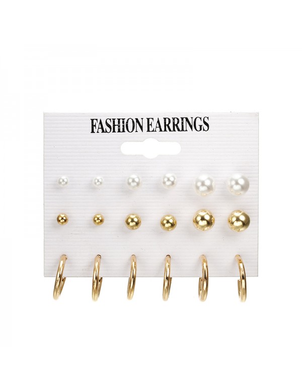 Jewels Galaxy Delicate Simulated Pearl Fabulous 9 Pair of Stud Earrings For Women/Girls 136