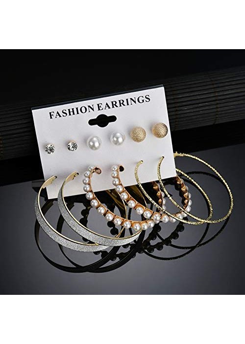 Jewels Galaxy Amazing AAA AD & Pearl Swanky 6 Pair of Stud & Hoop Earrings For Women/Girls 142