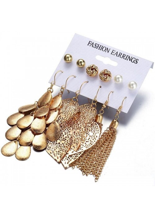 Jewels Galaxy Combo of 6 Pair Gold Plated Earrings 153