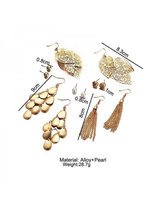 Jewels Galaxy Combo of 6 Pair Gold Plated Earrings 153