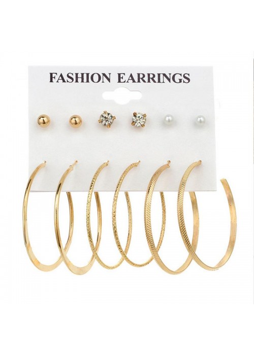 Jewels Galaxy Combo of 6 Pair Gold Plated Earrings 154