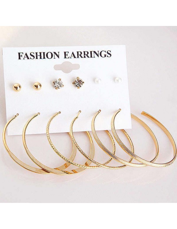 Jewels Galaxy Combo of 6 Pair Gold Plated Earrings 154