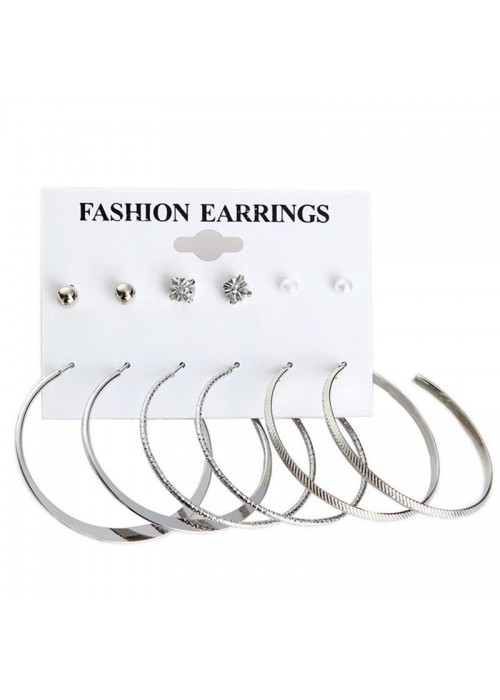 Jewels Galaxy Combo of 6 Pair Silver Plated Earrings 155