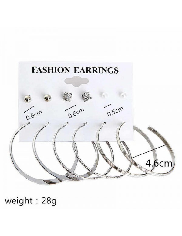 Jewels Galaxy Combo of 6 Pair Silver Plated Earrin...