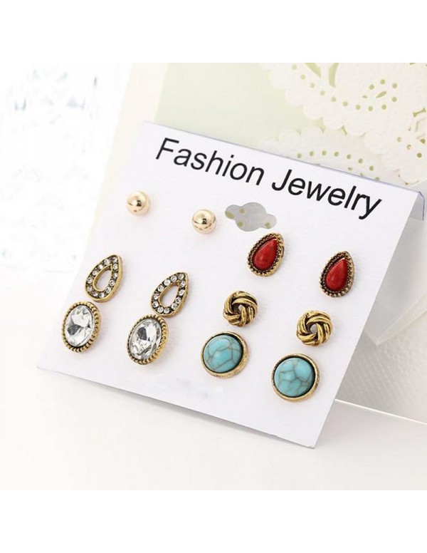 Jewels Galaxy Combo of 6 Pair Gold Plated Earrings 156
