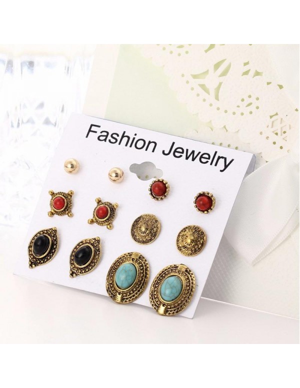 Jewels Galaxy Combo of 6 Pair Gold Plated Earrings 157