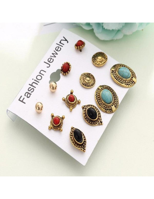 Jewels Galaxy Combo of 6 Pair Gold Plated Earrings 157