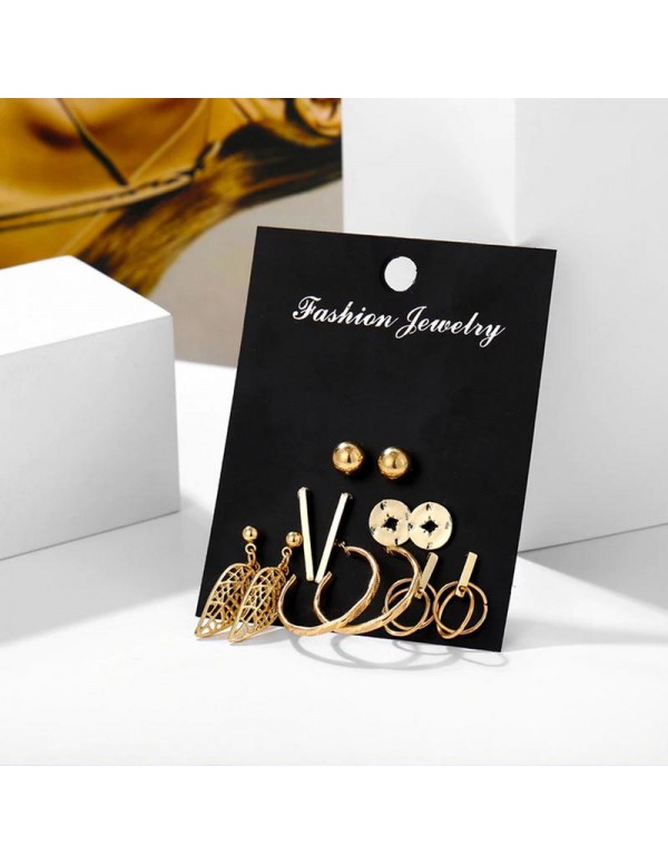 Jewels Galaxy Combo of 6 Pair Gold Plated Earrings 161