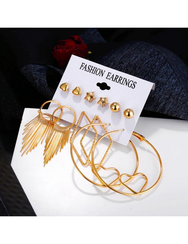 Jewels Galaxy Combo of 6 Pair Gold Plated Earrings...