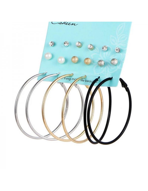 Jewels Galaxy Combo of 9 Pair Copper Plated Hoop &...