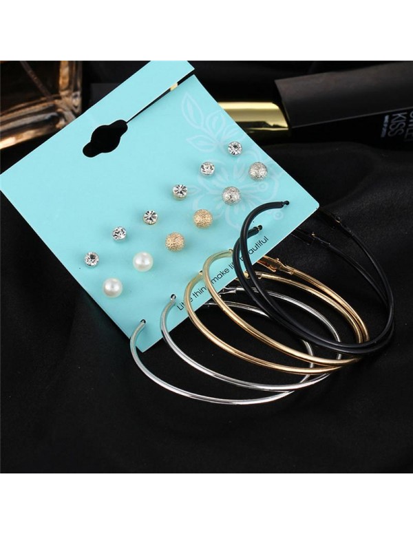 Jewels Galaxy Combo of 9 Pair Copper Plated Hoop & Stud Earrings 168