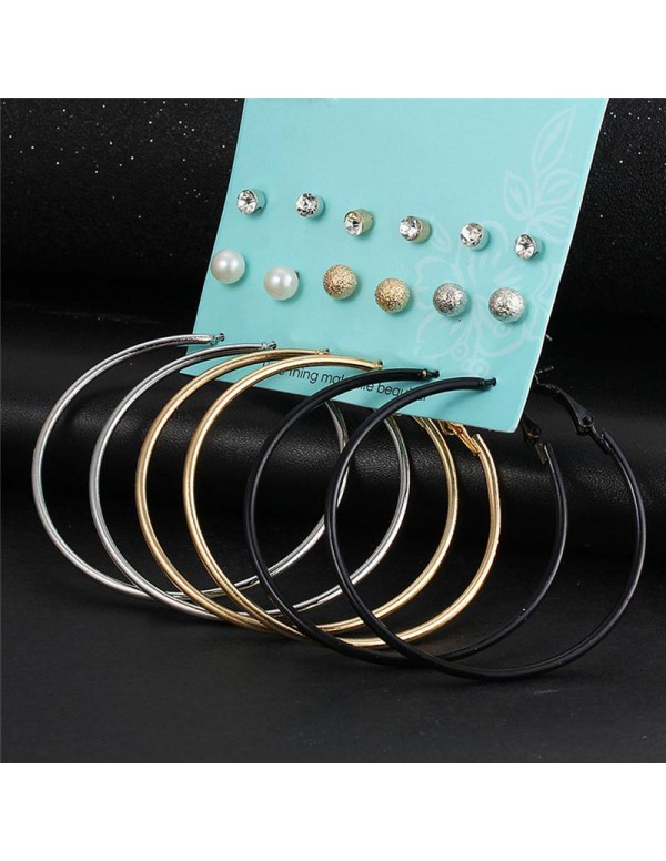 Jewels Galaxy Combo of 9 Pair Copper Plated Hoop & Stud Earrings 168