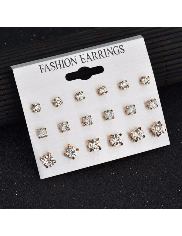 Jewels Galaxy Stunning AAA Cubic Zirconia Wonderful 12 Pair of Stud Earrings For Women/Girls 173