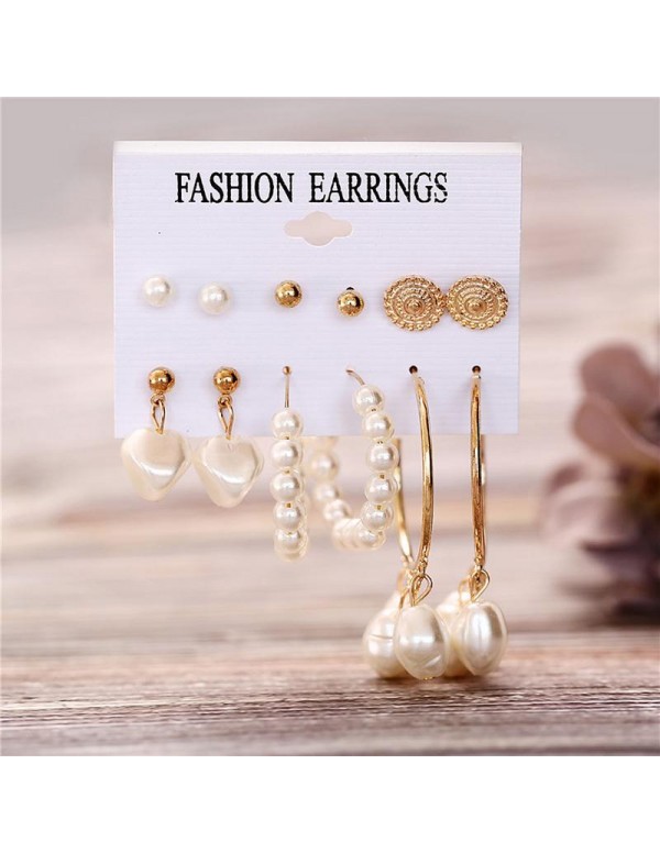 Jewels Galaxy Gold-Toned- Gold Plated Pearl Studded Earrings Combo 178