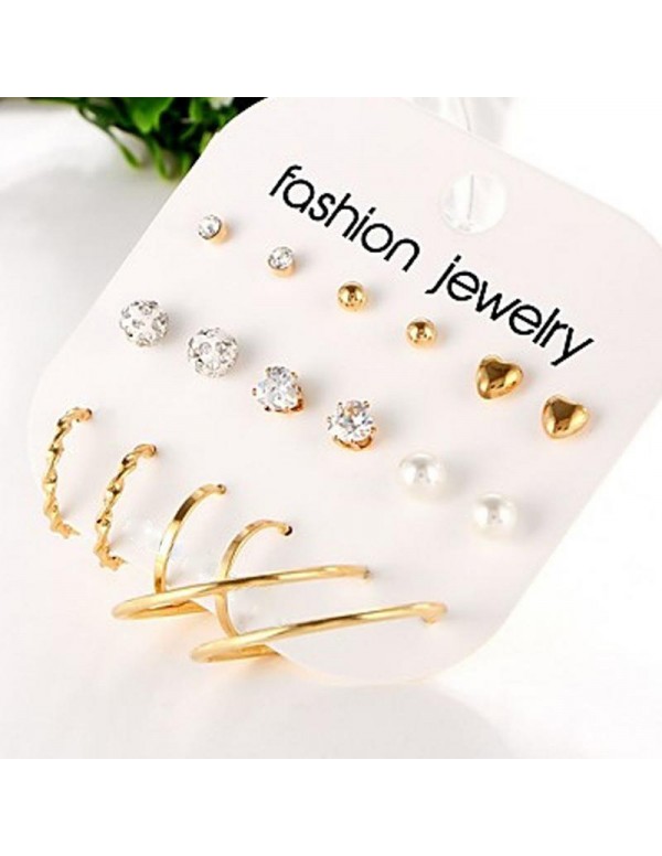 Jewels Galaxy Gold-Toned- Gold Plated Pearl Studded Earrings Combo 179