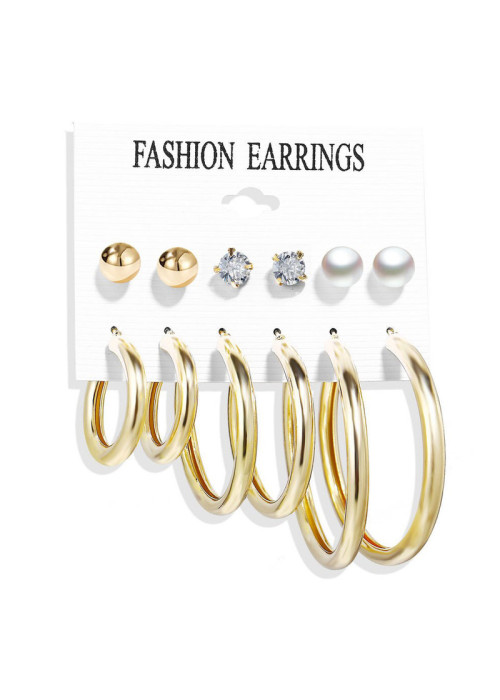 Jewels Galaxy Gold Plated Set of 6 Studs & Hoop Earrings PC-ERG-180