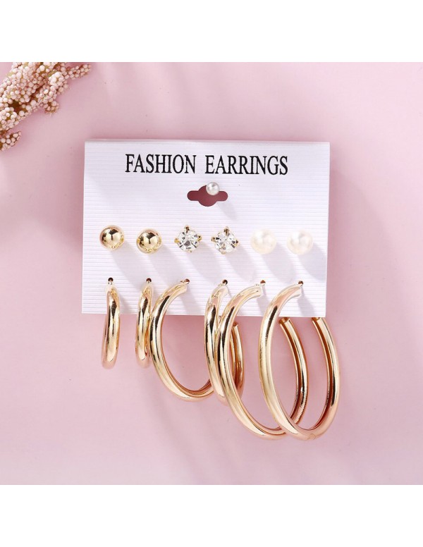 Jewels Galaxy Gold Plated Set of 6 Studs & Hoop Earrings PC-ERG-180