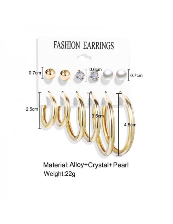 Jewels Galaxy Gold Plated Set of 6 Studs & Hoop Earrings PC-ERG-180