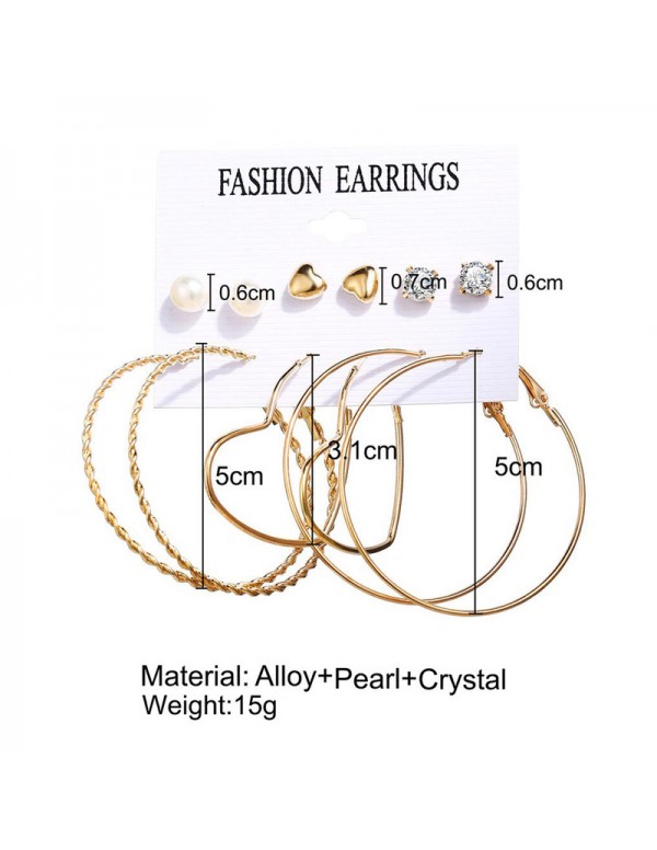 Jewels Galaxy Exclusive Gold Plated Set of 6 Stud & Hoop Earrings PC-ERG-186