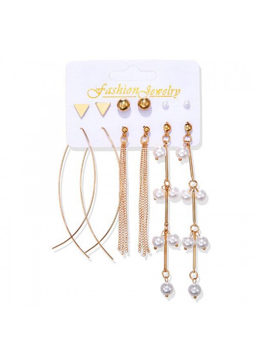 Jewels Galaxy Exclusive Gold Plated Set of 6 Stud & Drop Earrings PC-ERG-190