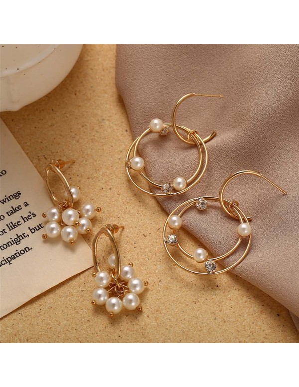 Jewels Galaxy Stunning Pearl & AD Gold Plated 6 Pair of Earrings For Women/Girls PC-ERG-192