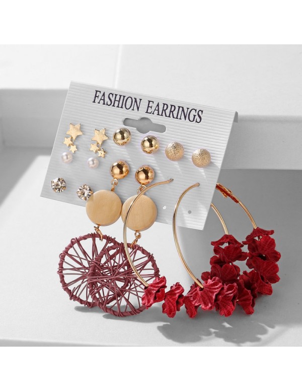 Jewels Galaxy Wonderful Pearl & AD Multi Designs Gold Plated 7 Pair of Earrings For Women/Girls PC-ERG-197