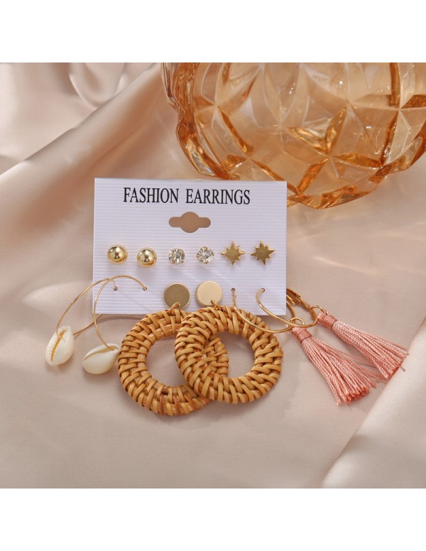 Jewels Galaxy Exquisite AD Thread Design Gold Plated 6 Pair of Earrings For Women/Girls PC-ERG-199