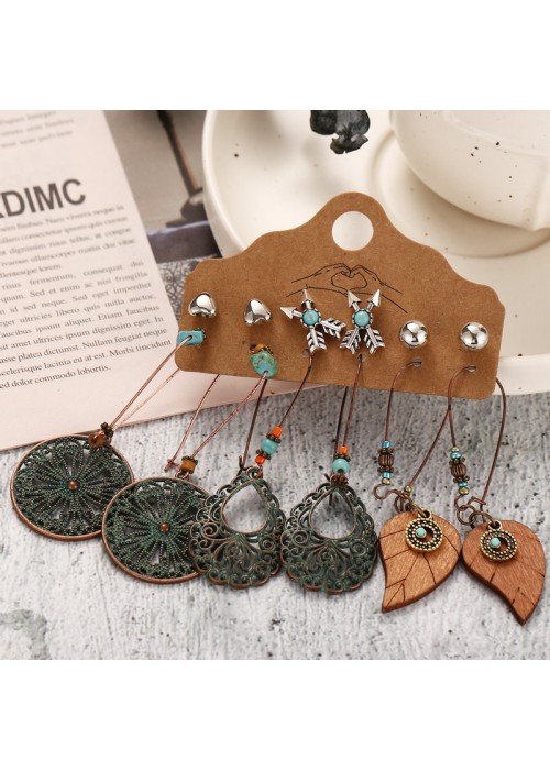 Jewels Galaxy Stylish Oxidised German Silver Plated 6 Pair of Earrings For Women/Girls 8603