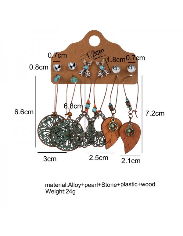 Jewels Galaxy Stylish Oxidised German Silver Plated 6 Pair of Earrings For Women/Girls 8603