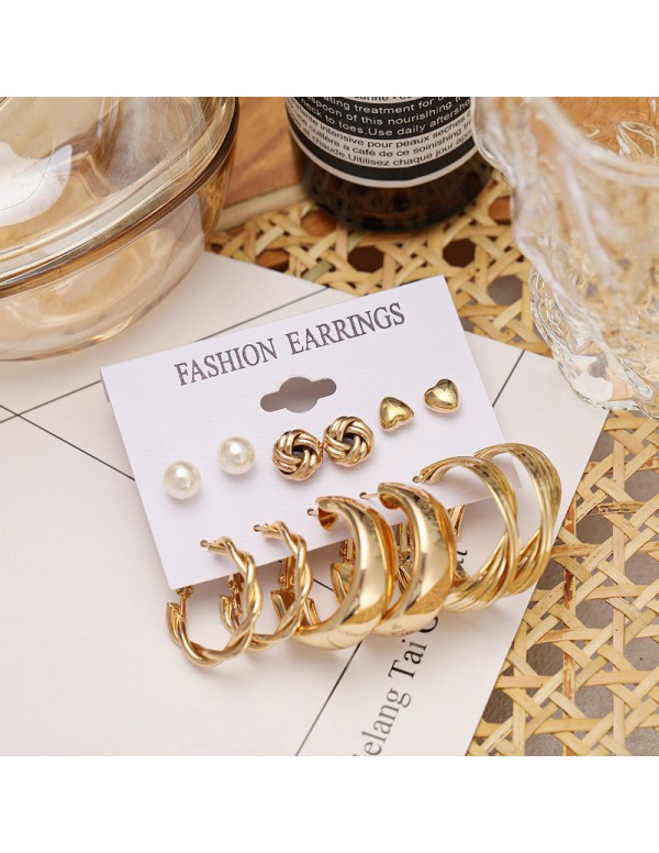 Jewels Galaxy Jewellery For Women  Gold Plated Studs and Hoops Earrings Combo of 6 Pairs