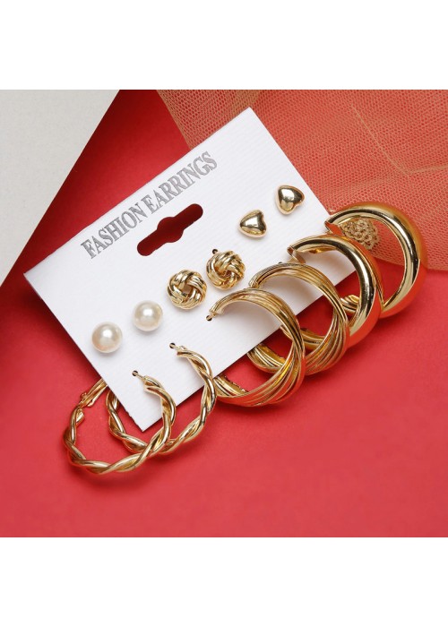 Jewels Galaxy Jewellery For Women  Gold Plated Studs and Hoops Earrings Combo of 6 Pairs