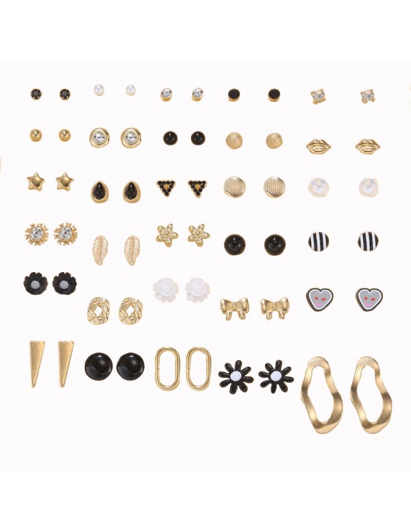 Jewels Galaxy Jewellery For Women Gold Plated Gold-Black Toned Studs Combo of 30 Fashionable Pairs