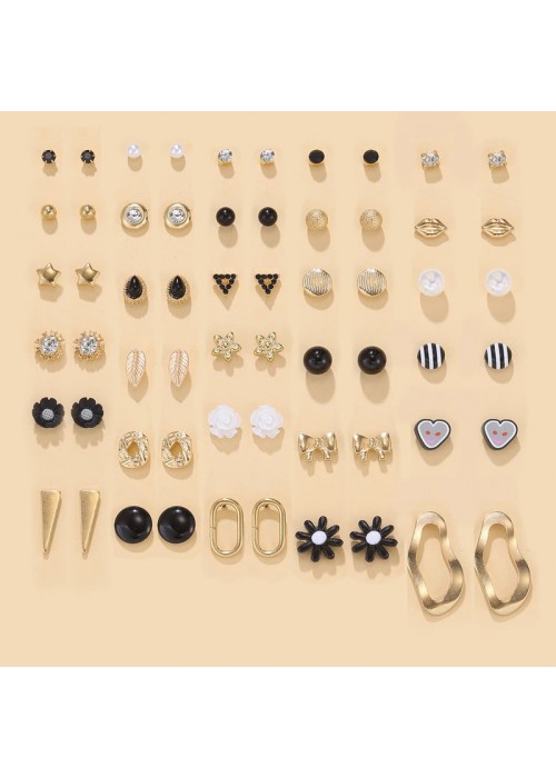 Jewels Galaxy Jewellery For Women Gold Plated Gold-Black Toned Studs Combo of 30 Fashionable Pairs