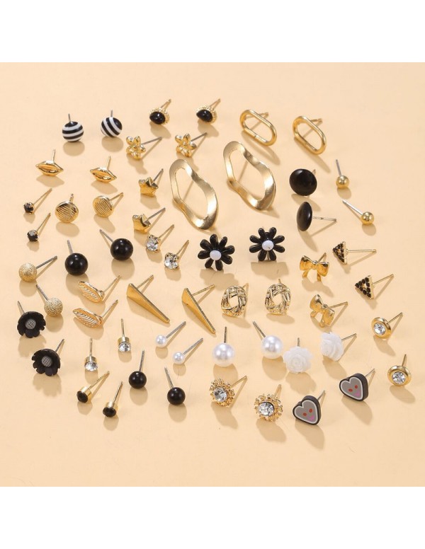 Jewels Galaxy Jewellery For Women Gold Plated Gold-Black Toned Studs Combo of 30 Fashionable Pairs