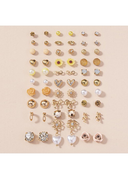 Jewels Galaxy Jewellery For Women Gold Plated Gold-Toned Studs Combo of 30 Trending Pairs