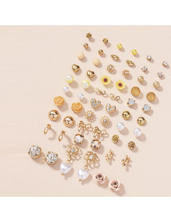 Jewels Galaxy Jewellery For Women Gold Plated Gold-Toned Studs Combo of 30 Trending Pairs